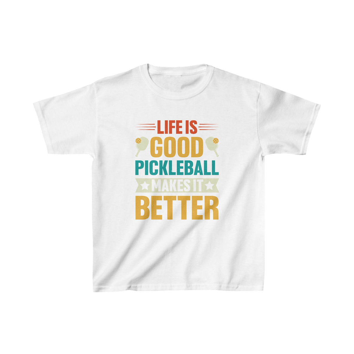 'Life is Good Pickleball Makes it Better' Kids Heavy Cotton™ Tee