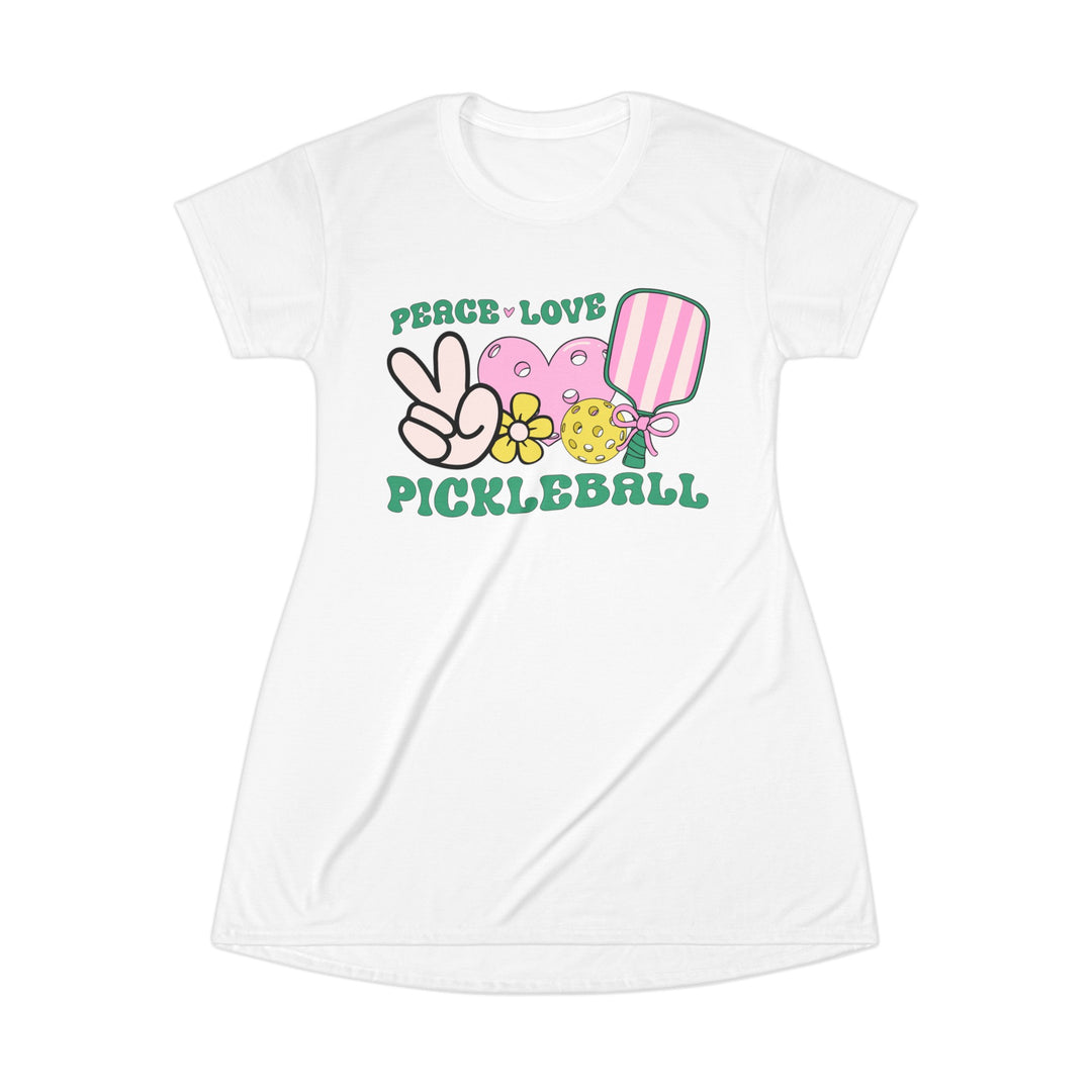 Peace Love Pickleball T-Shirt Dress (AOP)