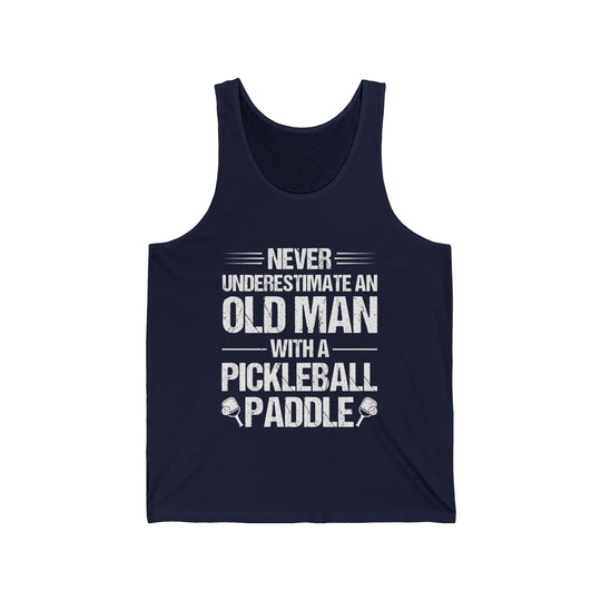 Old Man With Pickleball Paddle Unisex Jersey Tank