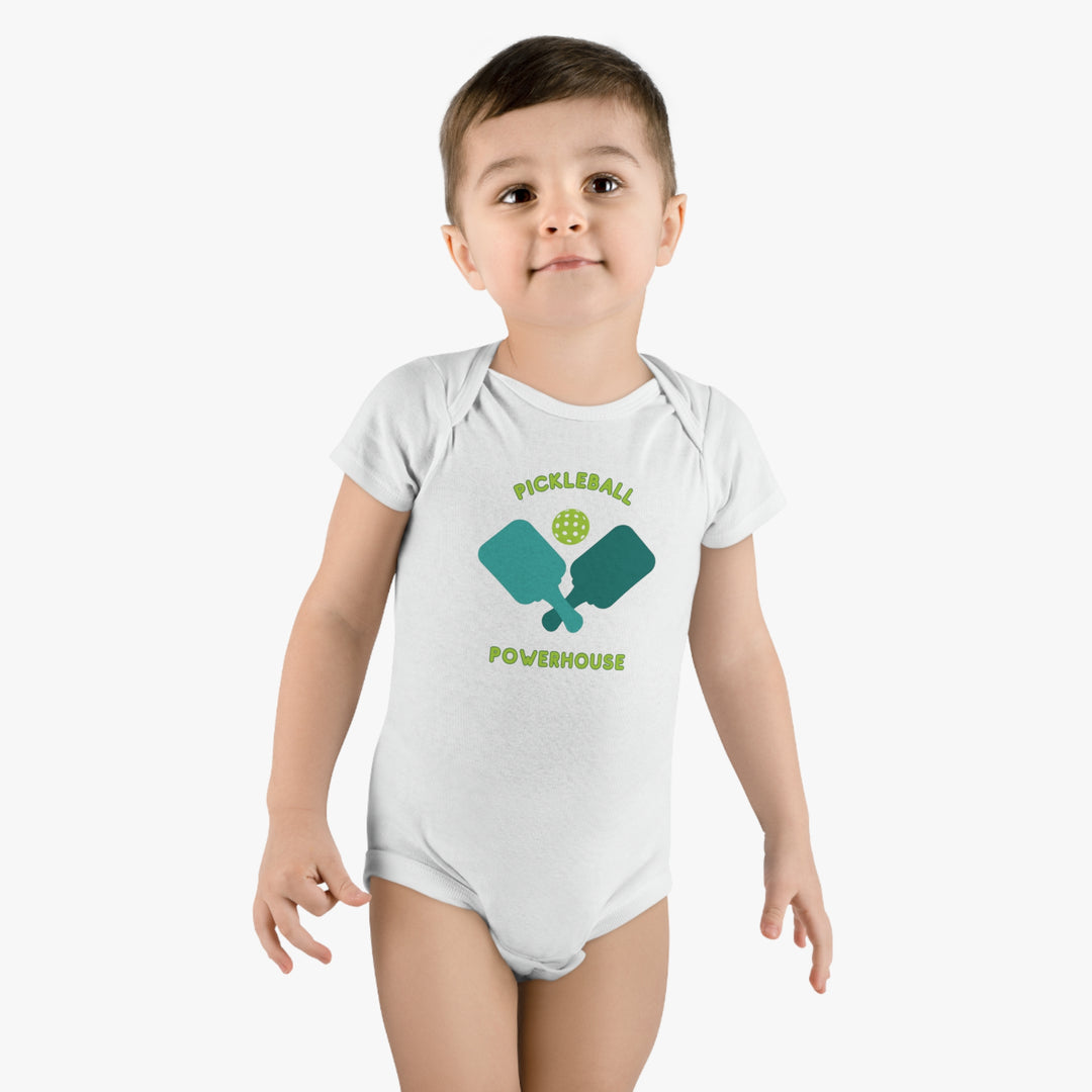 Baby Cotton Onesie, Start Them Young: Pickleball Design Baby Onesie