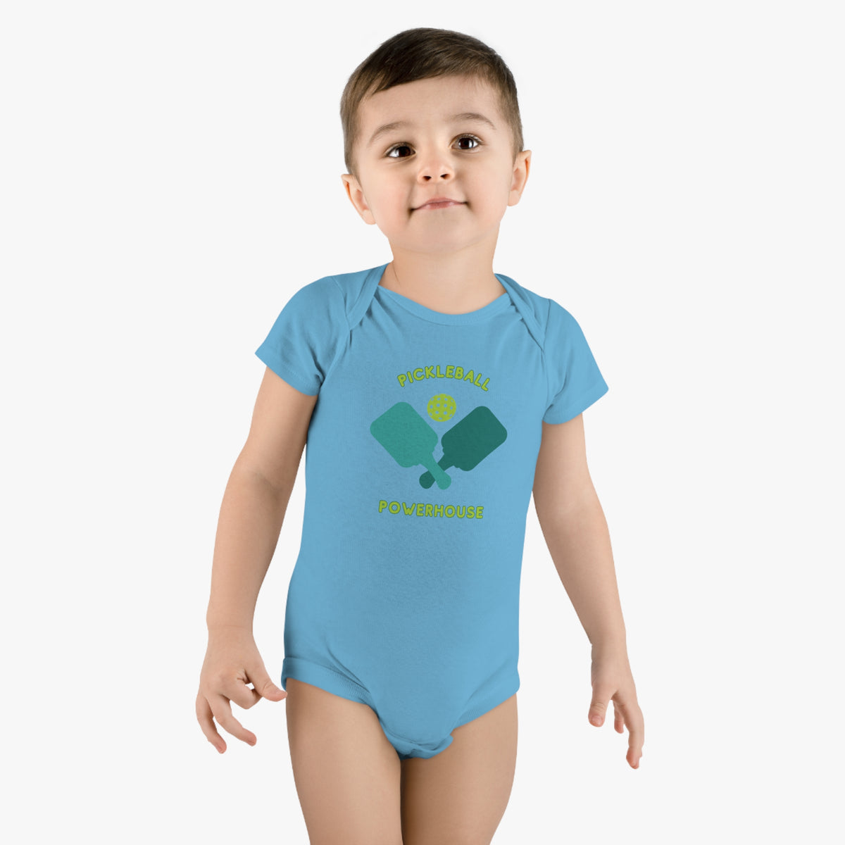 Baby Cotton Onesie, Start Them Young: Pickleball Design Baby Onesie