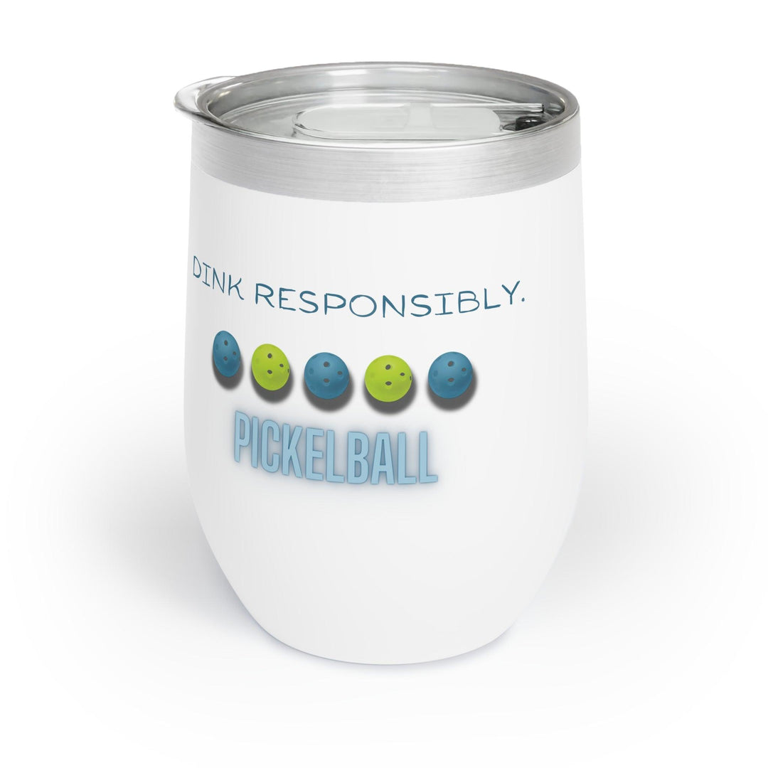 Insulated Wine Glass, Wine & Play: Pickleball Graphic Chill Tumbler