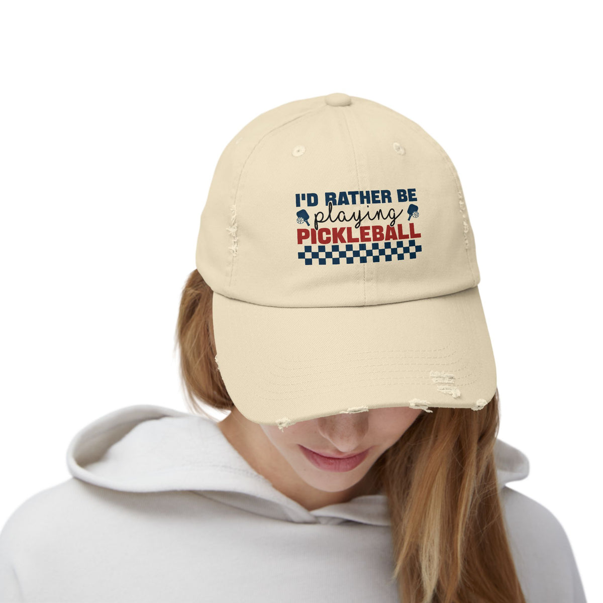 'I'D Rather be Playing Pickleball' Unisex Distressed Cap