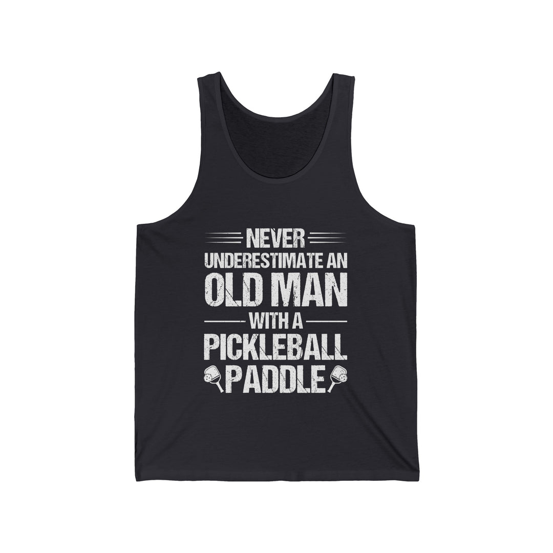 Old Man With Pickleball Paddle Unisex Jersey Tank