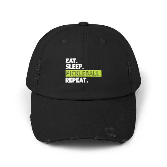 Eat Sleep Pickleball Repeat Unisex Distressed Cap