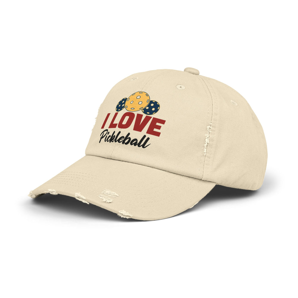 I Love Pickleball Unisex Distressed Cap