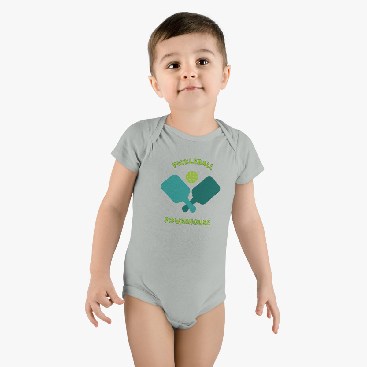 Baby Cotton Onesie, Start Them Young: Pickleball Design Baby Onesie