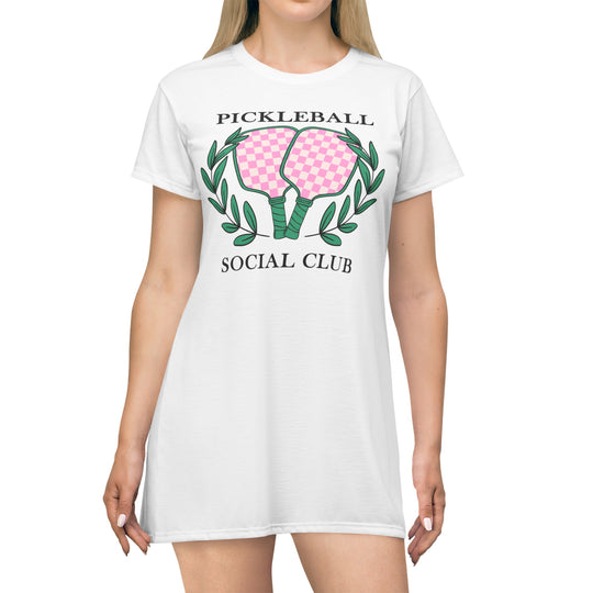 Pickleball Social Club T-Shirt Dress (AOP)