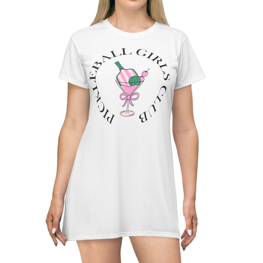 Pickleball Girls Club T-Shirt Dress (AOP)