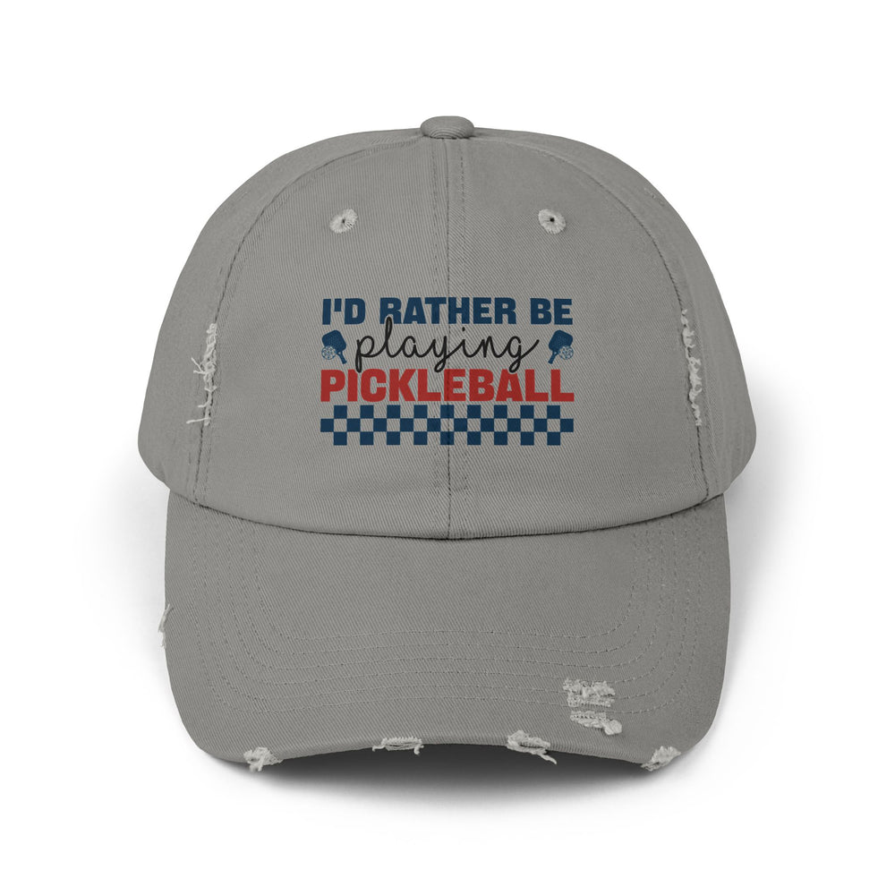 'I'D Rather be Playing Pickleball' Unisex Distressed Cap