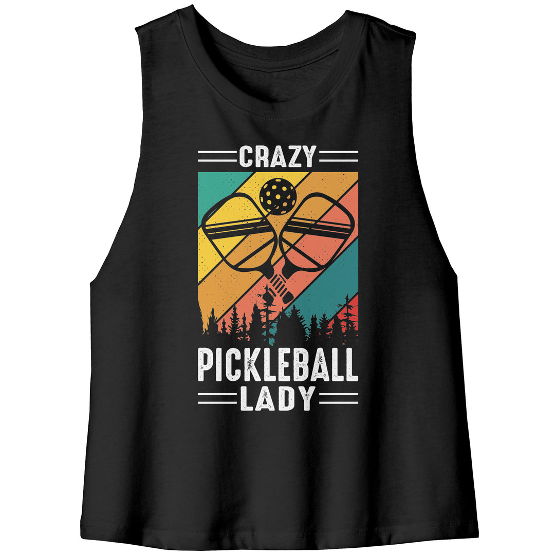 Crazy Pickleball Lady Bella Women's Racerback Crop Tank