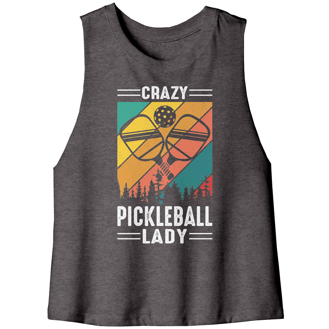 Crazy Pickleball Lady Bella Women's Racerback Crop Tank