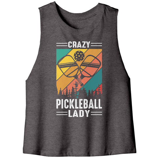 Crazy Pickleball Lady Bella Women's Racerback Crop Tank