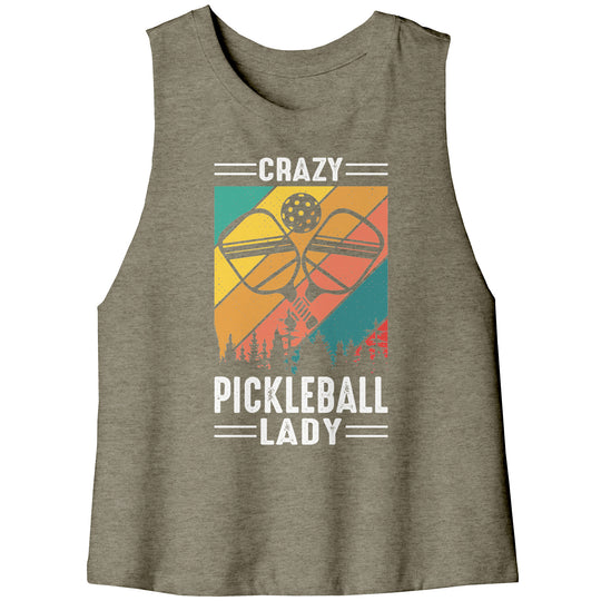 Crazy Pickleball Lady Bella Women's Racerback Crop Tank