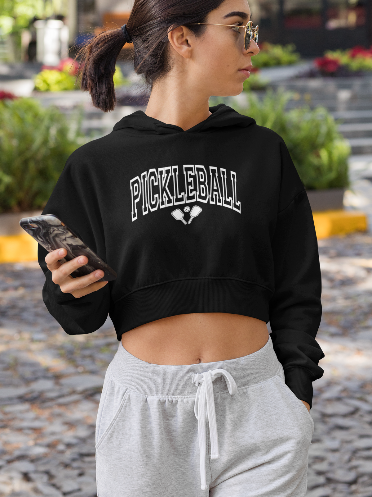 Pickleball Bella Women's Crop Fleece Hoodie