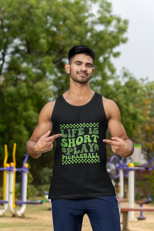 Life Is Short Play Pickleball Unisex Jersey Tank