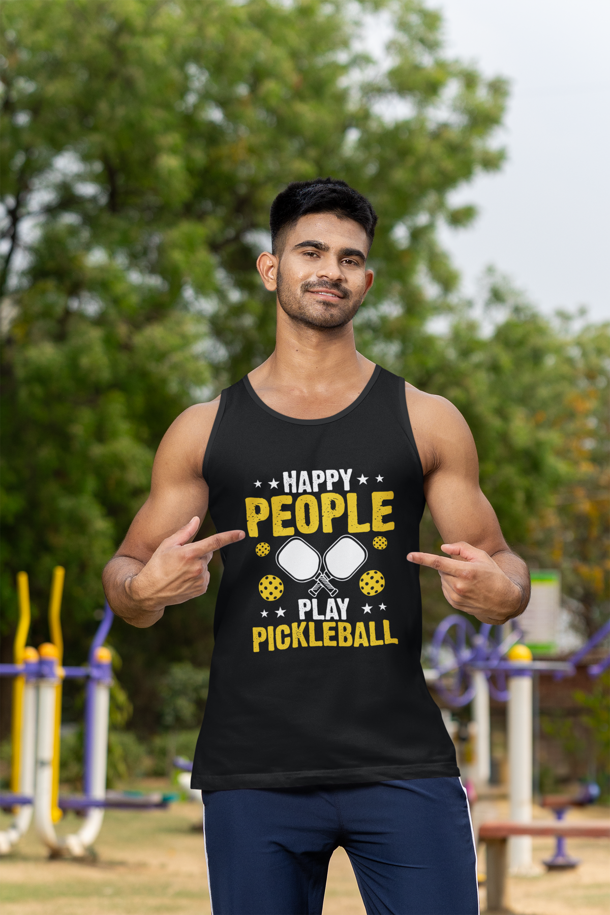 Happy People Play Pickleball Unisex Jersey Tank