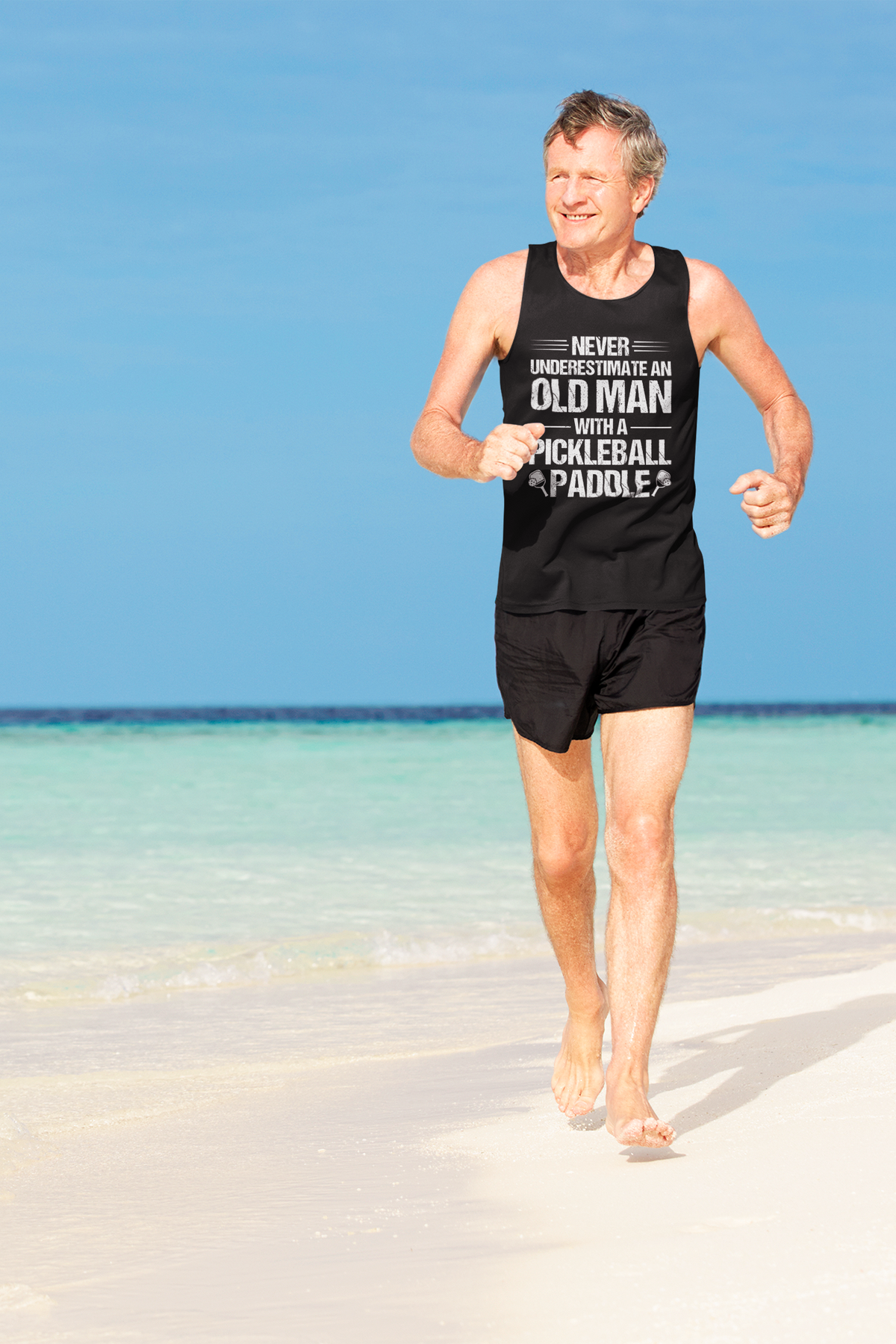 Old Man With Pickleball Paddle Unisex Jersey Tank