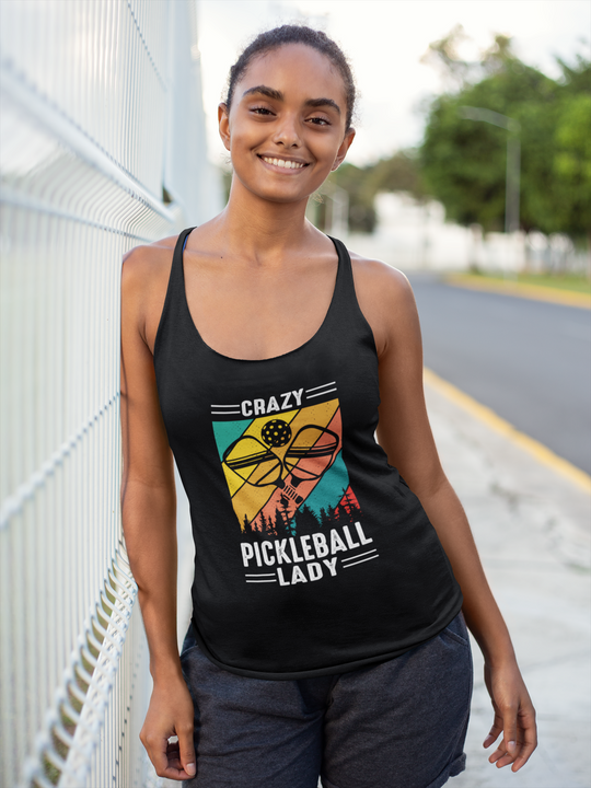 Crazy Pickleball Lady Bella Women's Racerback Crop Tank